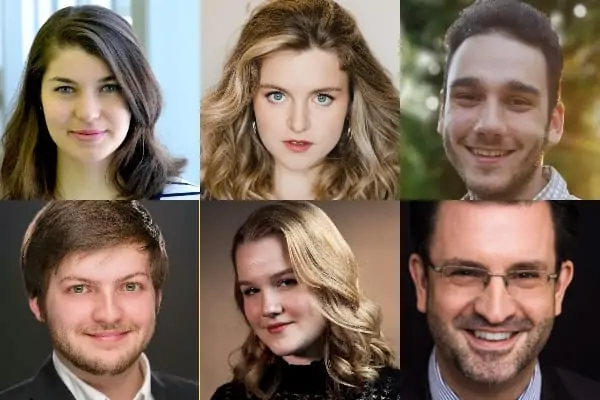 Olivier Godin (piano), Vanessa Croome (soprano), Joé Lampron-Dandonneau (ténor), Raphaël Laden-Guindon (baryton), Sophie Naubert (soprano) et Odile Portugais (soprano)