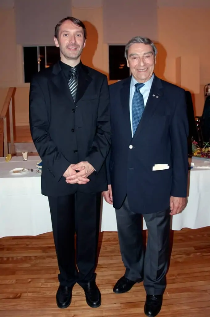 Noël Spinelli en compagnie d'Olivier Latry, titulaire des orgues de Notre-Dame de Paris